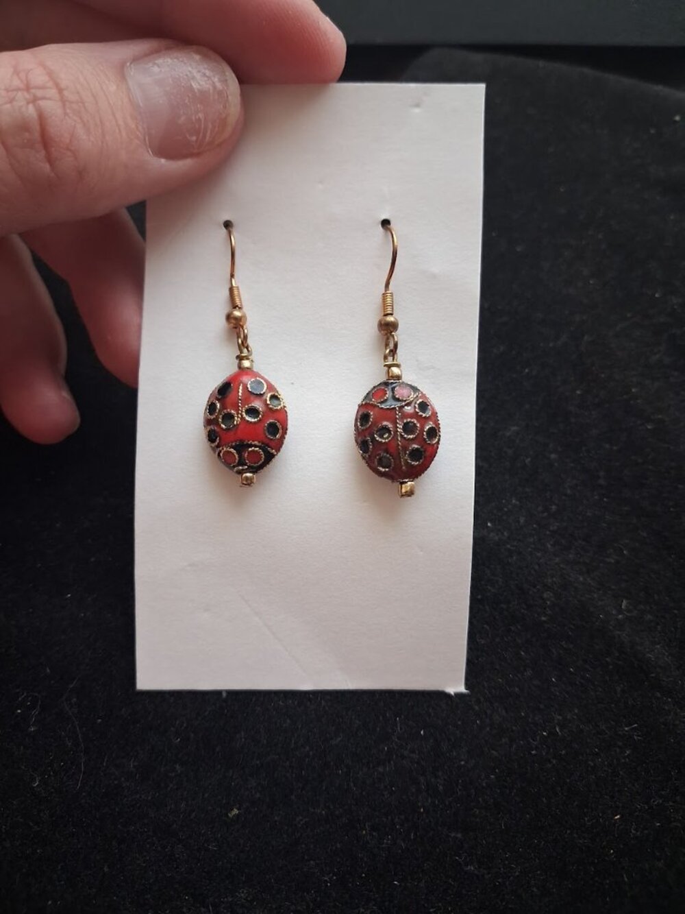 Ladybug dangle earrings
